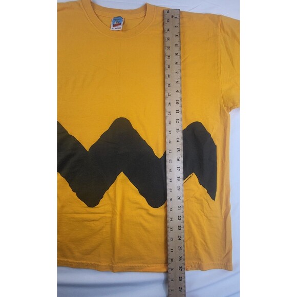 Vintage 90s Peanuts Charlie Brown Zig-Zag Stripe Yellow T-Shirt Mens XL - Picture 5 of 6